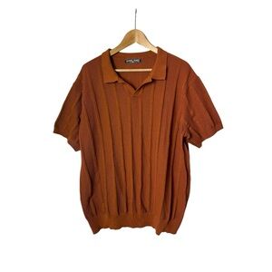 Paul Jones Sweater Shirt Mens Brown Short Sleeve Viscose Knit Pullover XXL